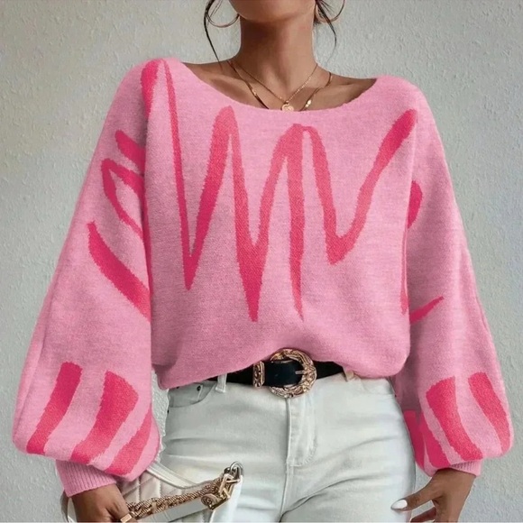 Pink Off-Shoulder Sweater - Picture 3 of 6